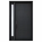 F16 fiberglass entry door with left sidelite and modern horizontal line design