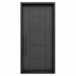 F10 fiberglass entry door with modern geometric panel design and long handle