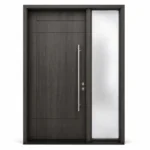 F9 fiberglass entry door with right sidelite and long pull handle