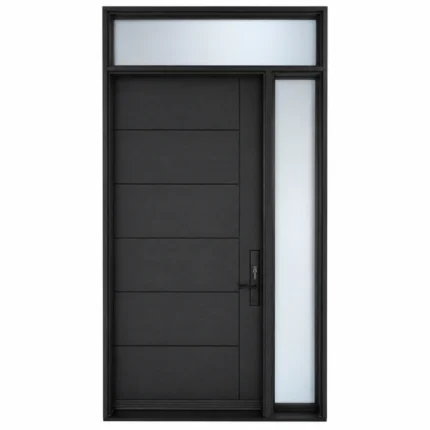 F8 fiberglass entry door with right sidelite and top transom