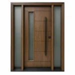F7 fiberglass entry door with double sidelites and slim vertical glass insert