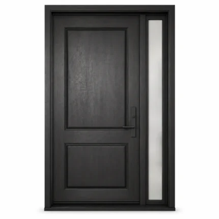 F3 fiberglass entry door with right sidelite and raised panel design