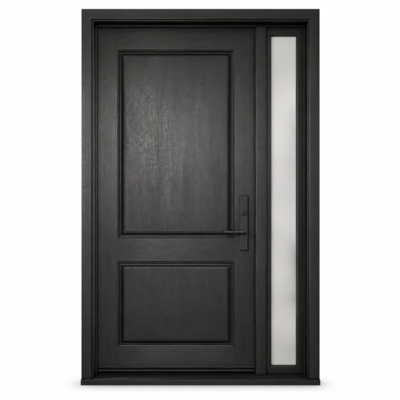 F3 fiberglass entry door with right sidelite and raised panel design