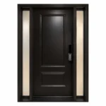 S57 steel entry door with double sidelites and raised panel design