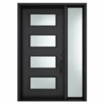 S55 steel entry door with horizontal glass panels and right sidelite