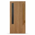 HFB05 high-end custom fiberglass entry door with wood grain finish and vertical slat design