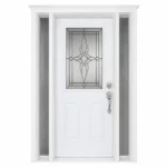 S48 steel entry door with decorative glass and sidelites