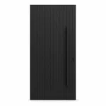 HFB07 high-end custom matte black fiberglass entry door with vertical slat design