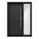 F25 fiberglass entry door with right sidelite and tall pull handle
