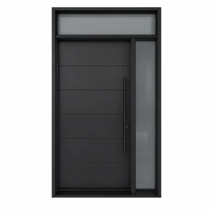 F24 fiberglass entry door with right sidelite and top transom window
