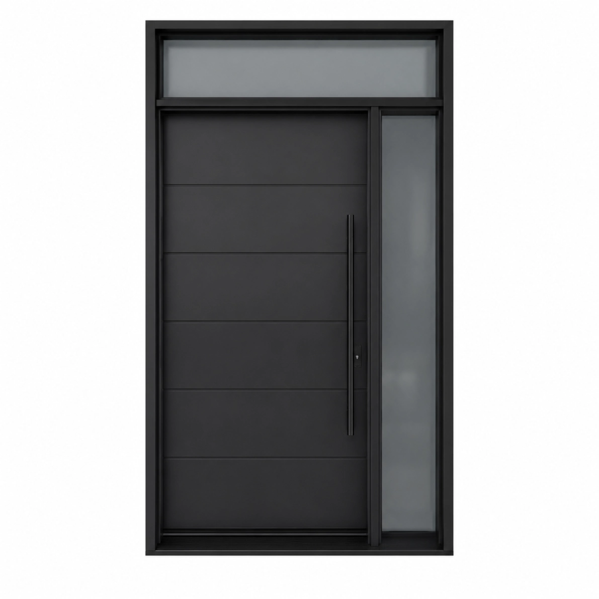 主图 F24 fiberglass entry door with right sidelite and top transom window