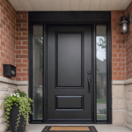 S63 steel entry door with double sidelites installed on a Canadian home entrance