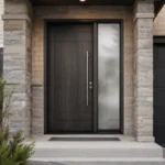 F9 fiberglass entry door with right sidelite installed on a Canadian home entrance