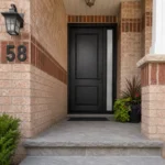 F3 fiberglass entry door with right sidelite installed on a Canadian home entrance