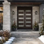 F2 fiberglass double entry door installed on a Canadian home entrance