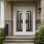 S64 steel double entry door installed on a Canadian home entrance