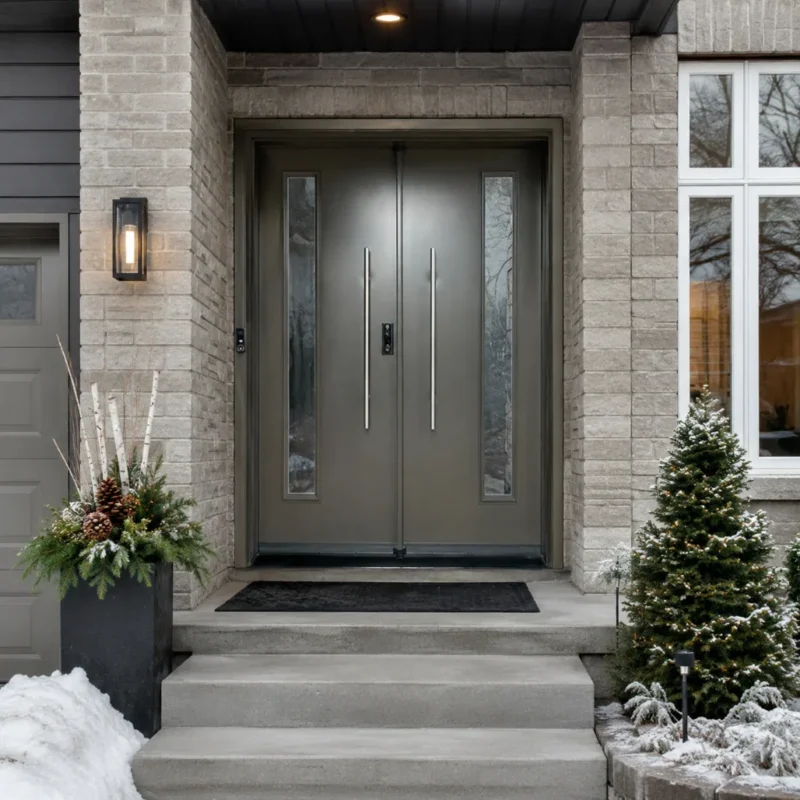 S62 steel double entry door installed on a Canadian home entrance