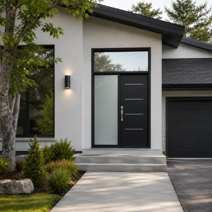 S50 steel entry door installed on a modern Canadian home entrance