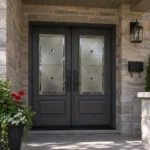 F11 fiberglass double entry door installed on a Canadian home entrance