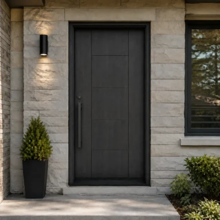 F10 fiberglass entry door installed on a Canadian home entrance