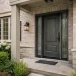 Fiberglass Door F22 | Classic Entry Door with Decorative Double Sidelites - Image 2