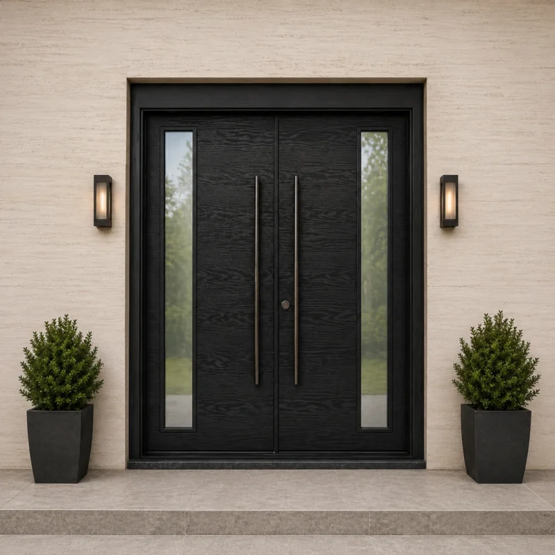 F24 ash grain fiberglass entry door with multi-point lock package by MapleFort Doors