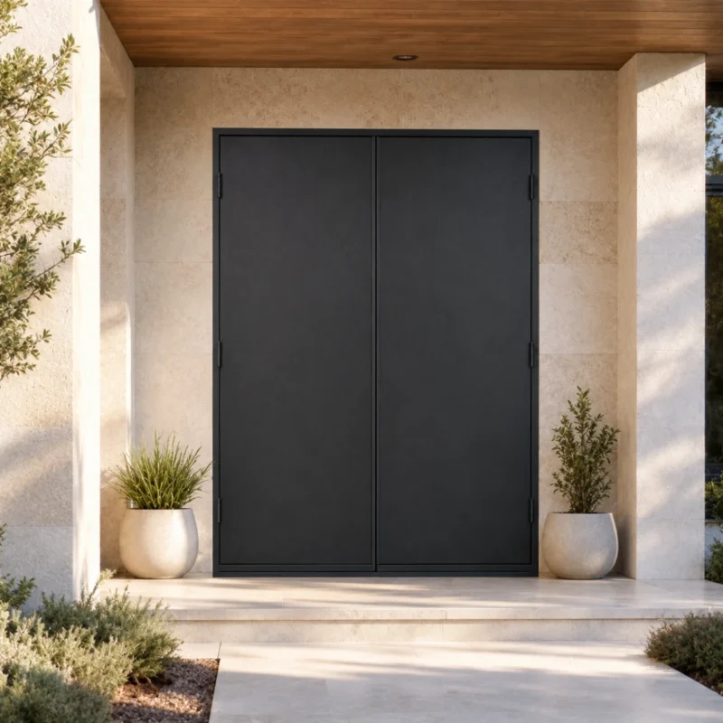 Premium black mahogany fine grain firbglass door by MapleFort Doors