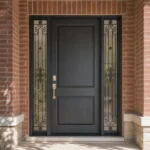 F1-V1 fiberglass entry door installed home entrance scene