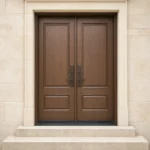 F100-V1 fiberglass entry door installed home entrance scene