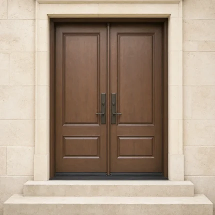 F100-V1 fiberglass entry door installed home entrance scene