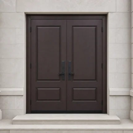 F100-V2 fiberglass entry door installed home entrance scene
