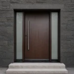 F101-V1 fiberglass entry door installed home entrance scene