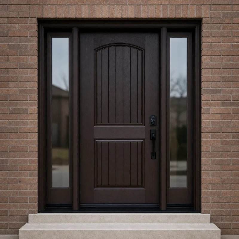 F103 fiberglass entry door installed home entrance scene