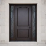 F105-V1 fiberglass entry door installed home entrance scene