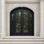 F106 fiberglass entry door installed home entrance scene