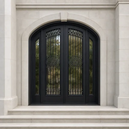 F106 fiberglass entry door installed home entrance scene