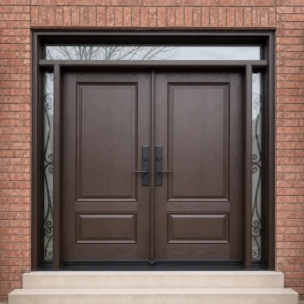 F108 fiberglass entry door installed home entrance scene