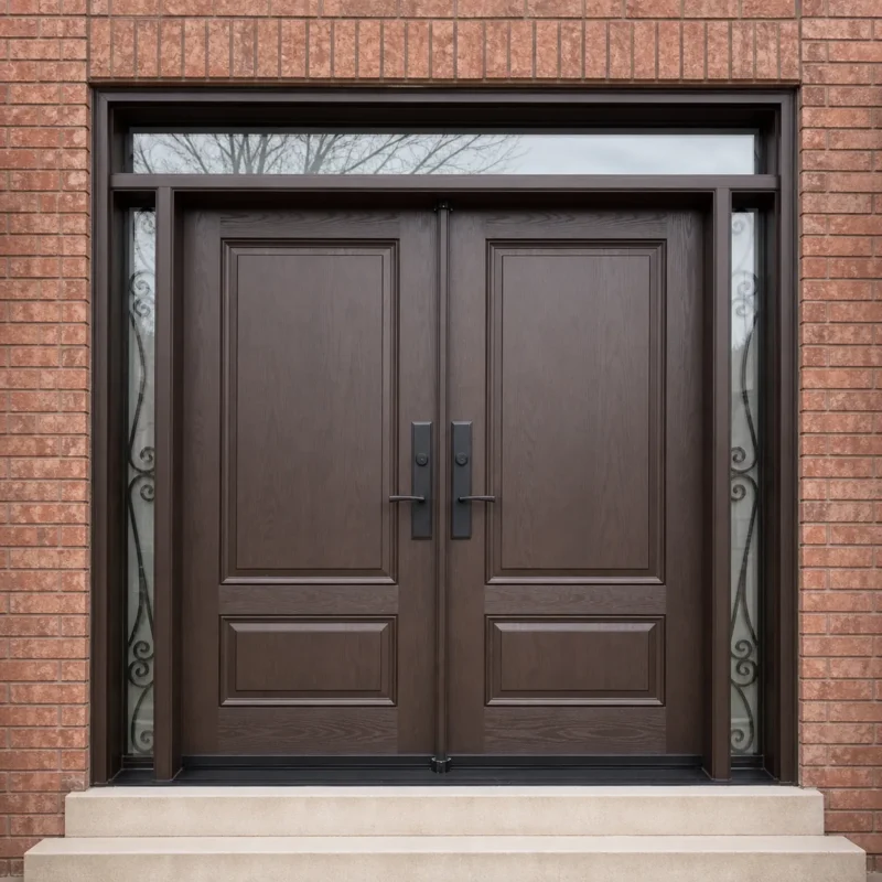 F108 fiberglass entry door installed home entrance scene