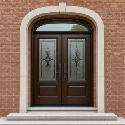 F109 fiberglass entry door installed home entrance scene