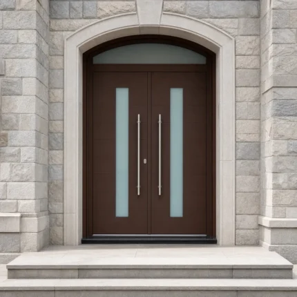 F110 fiberglass entry door installed home entrance scene