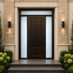 F111-V2 fiberglass entry door installed home entrance scene