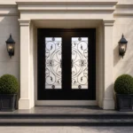 F115 fiberglass entry door installed home entrance scene