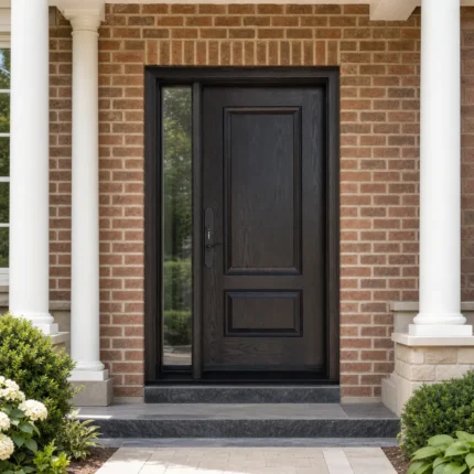 F116 fiberglass entry door installed home entrance scene