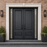 F117 fiberglass entry door installed home entrance scene