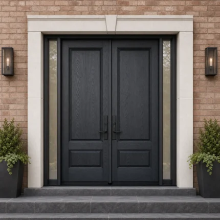 F117 fiberglass entry door installed home entrance scene