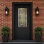 F119 fiberglass entry door installed home entrance scene