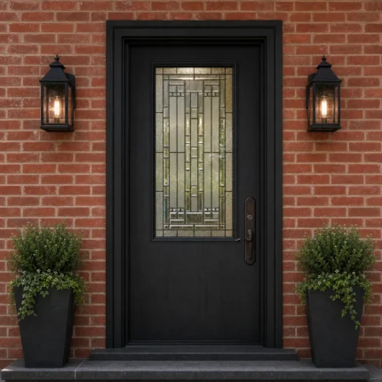 F119 fiberglass entry door installed home entrance scene
