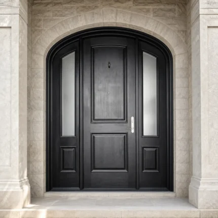 F12-MFD060 fiberglass entry door installed home entrance scene