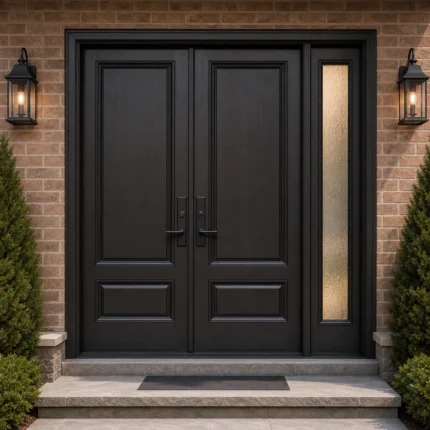 F120 fiberglass entry door installed home entrance scene