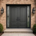 F123-V2 fiberglass entry door installed home entrance scene